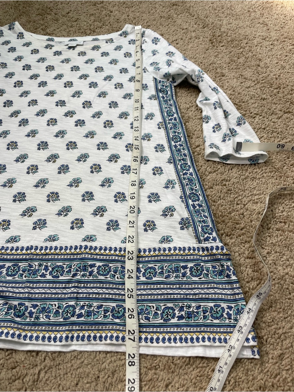 J. Jill White Scoop Neck Top with Blue Floral Border - Picture 9 of 13